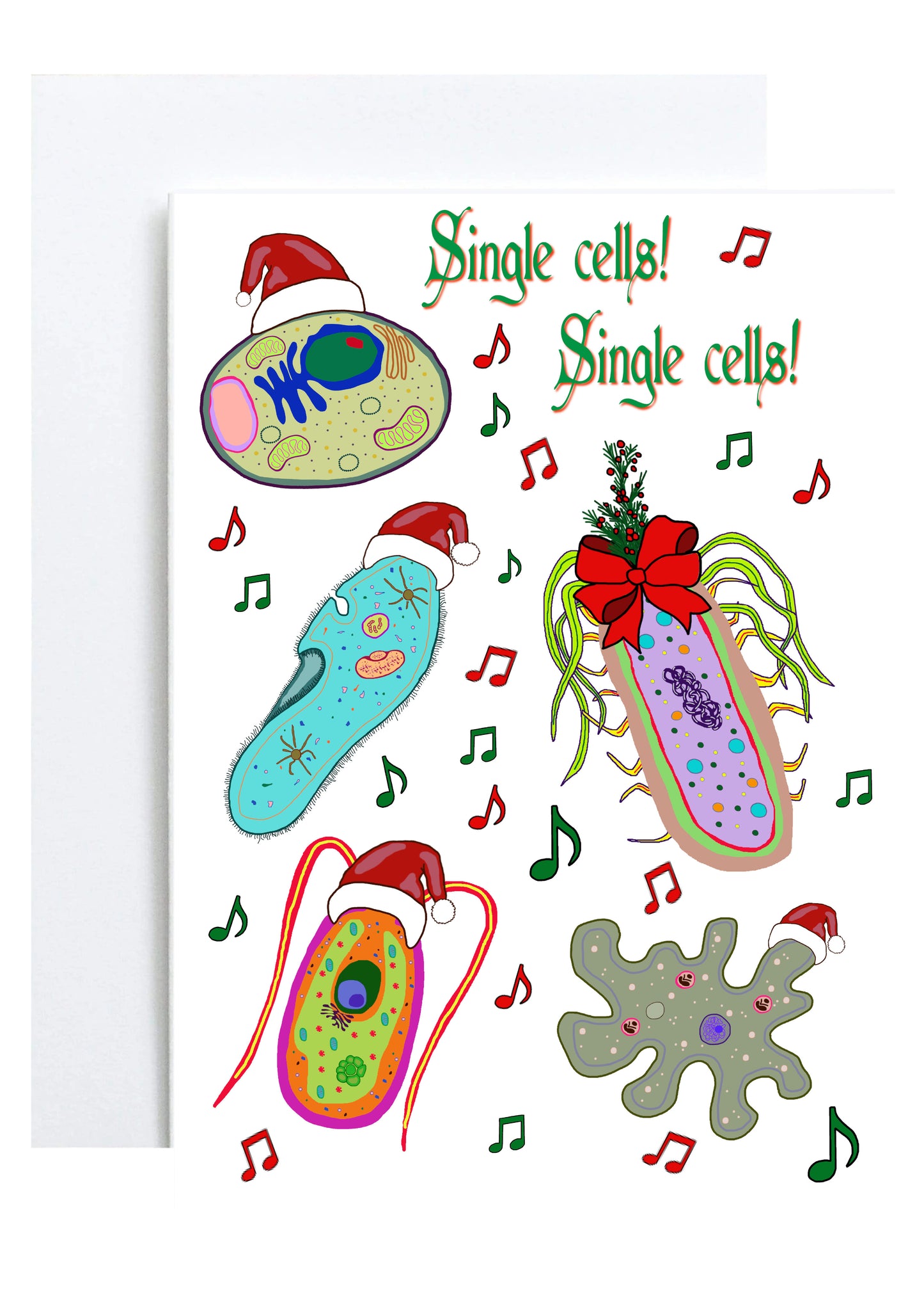 "Single Cells" Greeting Card (Christmas, Math & Science)