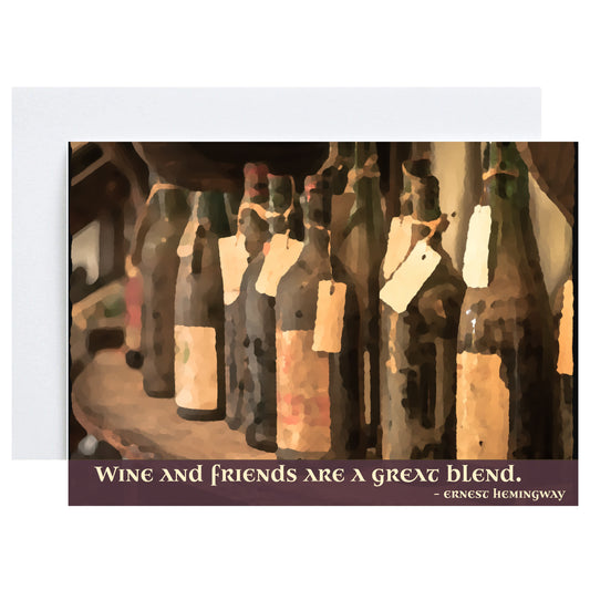 "Wine and Friends" Greeting Card (Birthday)