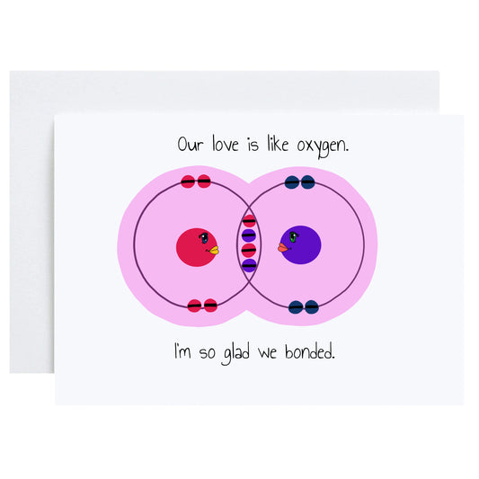 "So Glad We Bonded" Greeting Card (Love, Anniversary, Math & Science)