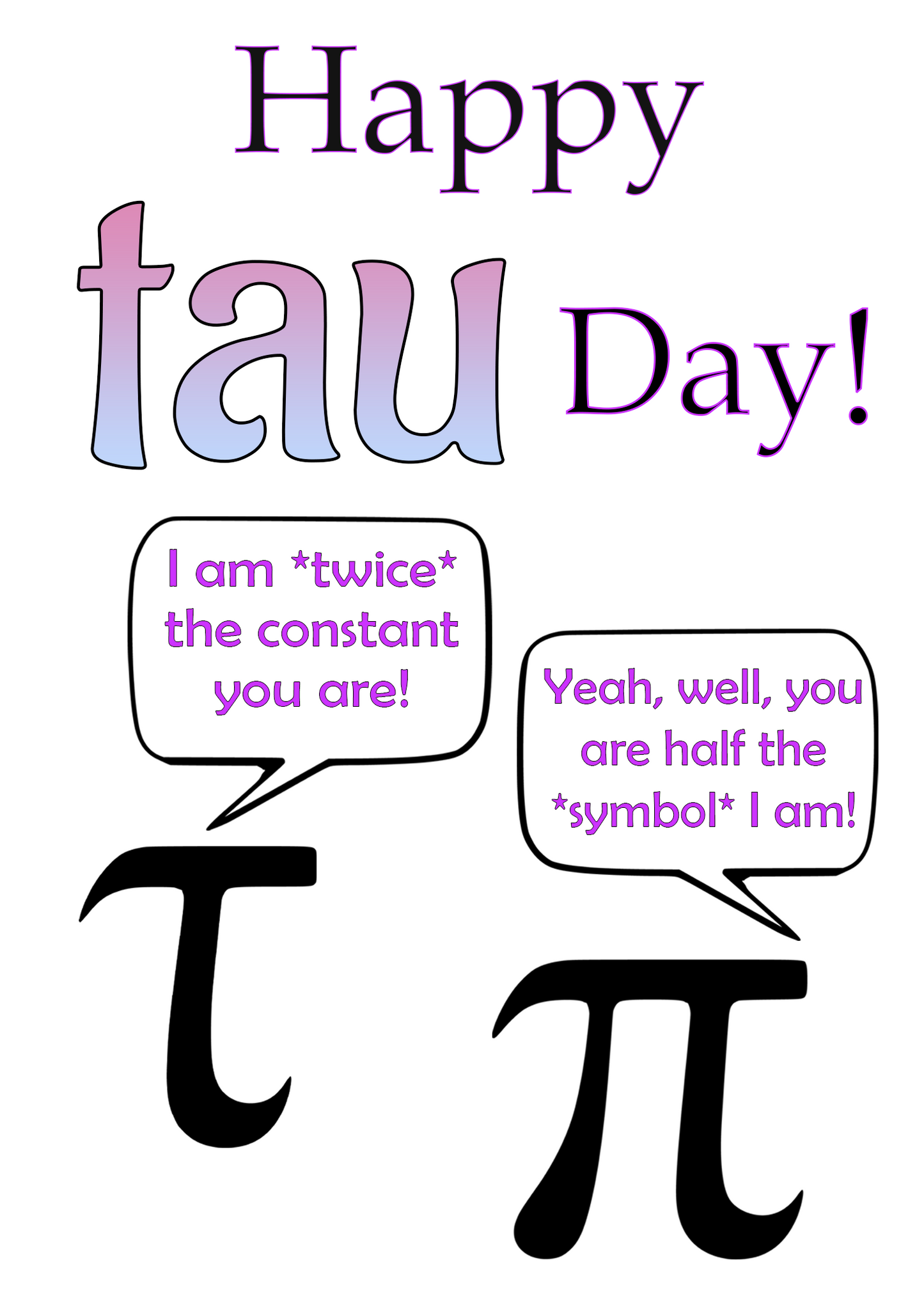 "Happy Tau Day" Greeting Card (Tau Day, Math & Science)