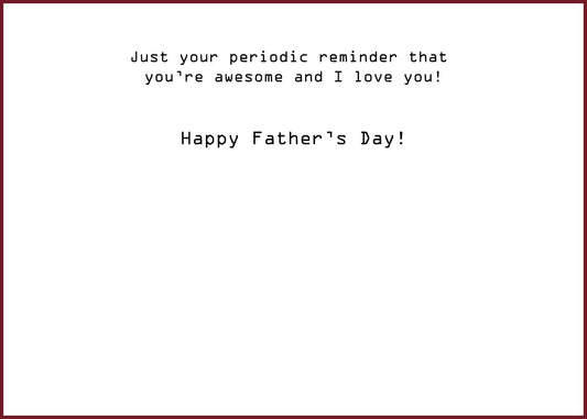 "Periodic Table of Fathers" Greeting Card (Father's Day, Math & Science)