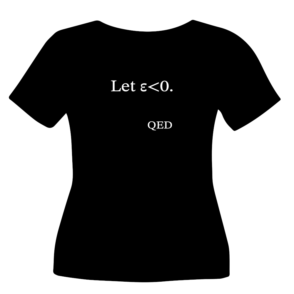 "Let ε<0" Tee Shirt Design (Math & Science)